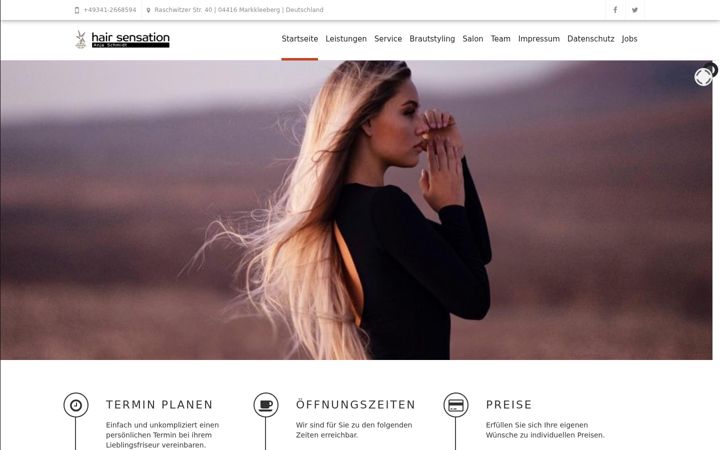 Ekraanipilt saidist hairsensation.de