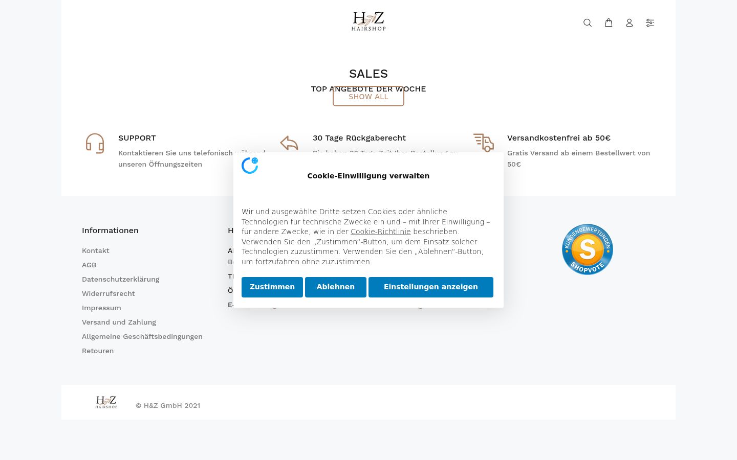 Screenshot of the consent banner shown before any interaction