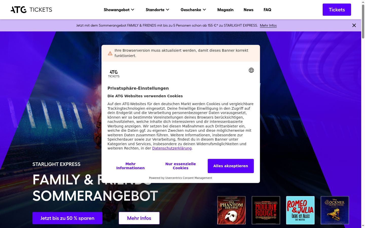 Sutikimo reklamjuostės, rodytos prieš bet kokią sąveiką, ekrano kopija