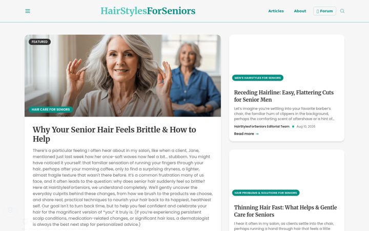 Screenshot of hairstylesforseniors.com