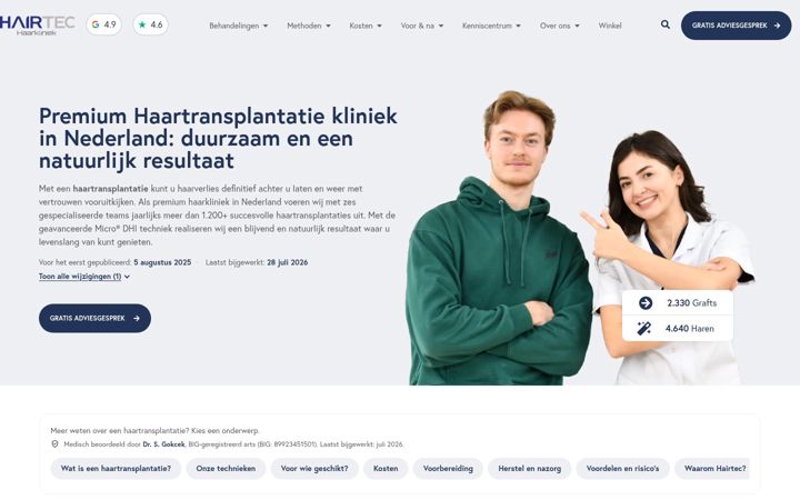 Screenshot of hairtec.nl