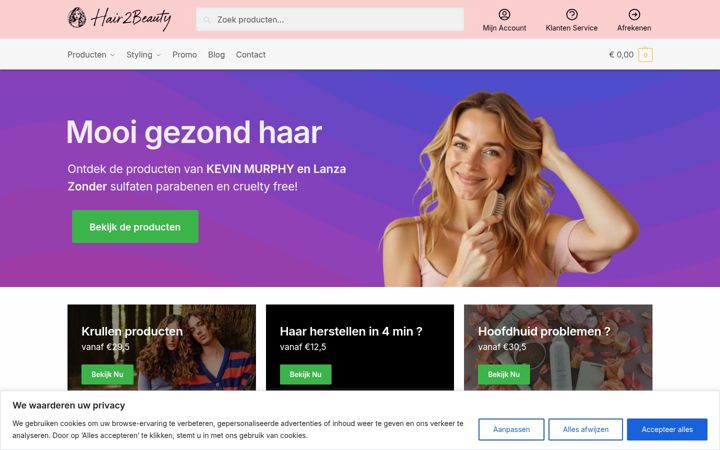 Screenshot of hairtobeauty.be
