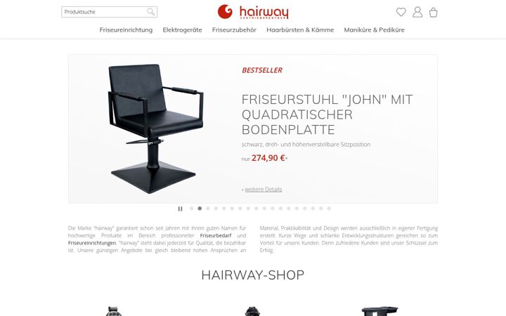Screenshot of hairway-shop.de