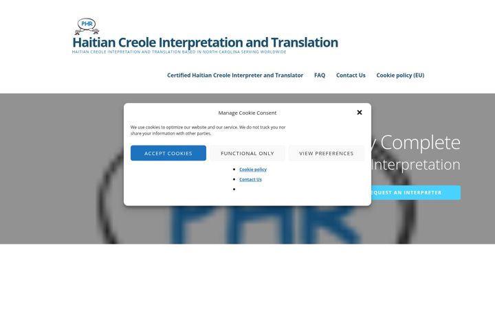 Screenshot of haitiancreole-interpreter.com