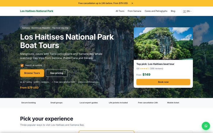 Screenshot of haitisesnationalpark.com