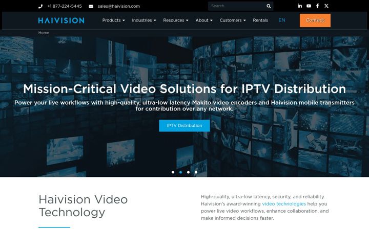 Posnetek zaslona haivision.com