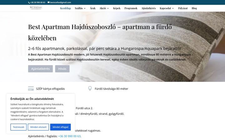 Screenshot of hajduszoboszlobestapartman.hu
