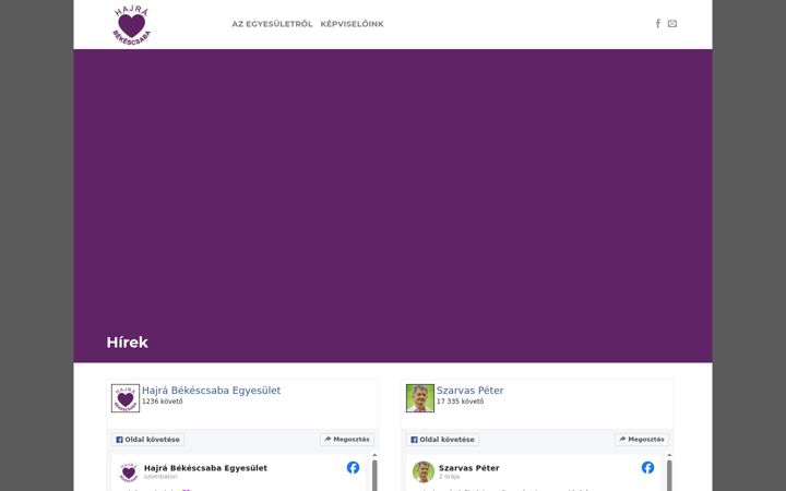 Screenshot of hajrabekescsaba.hu