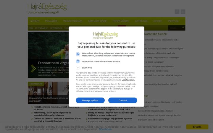 Screenshot of hajraegeszseg.hu
