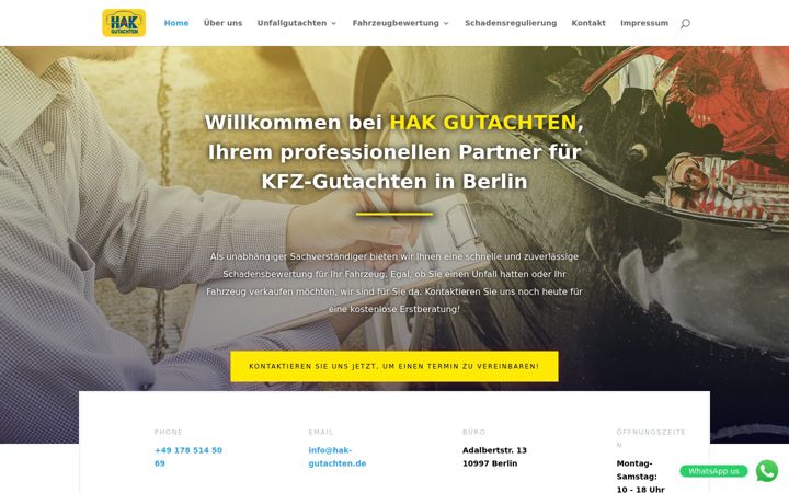 Screenshot of hak-gutachten.de
