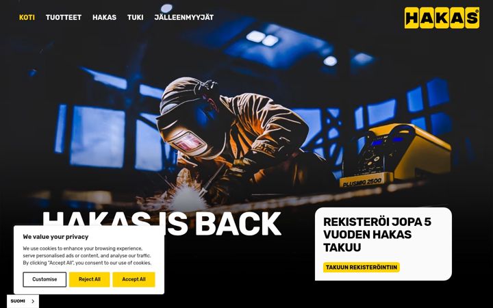Screenshot of hakas.fi