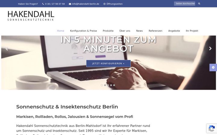 Screenshot of hakendahl-sonnenschutztechnik.de