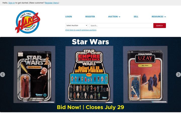 Screenshot of hakes.com