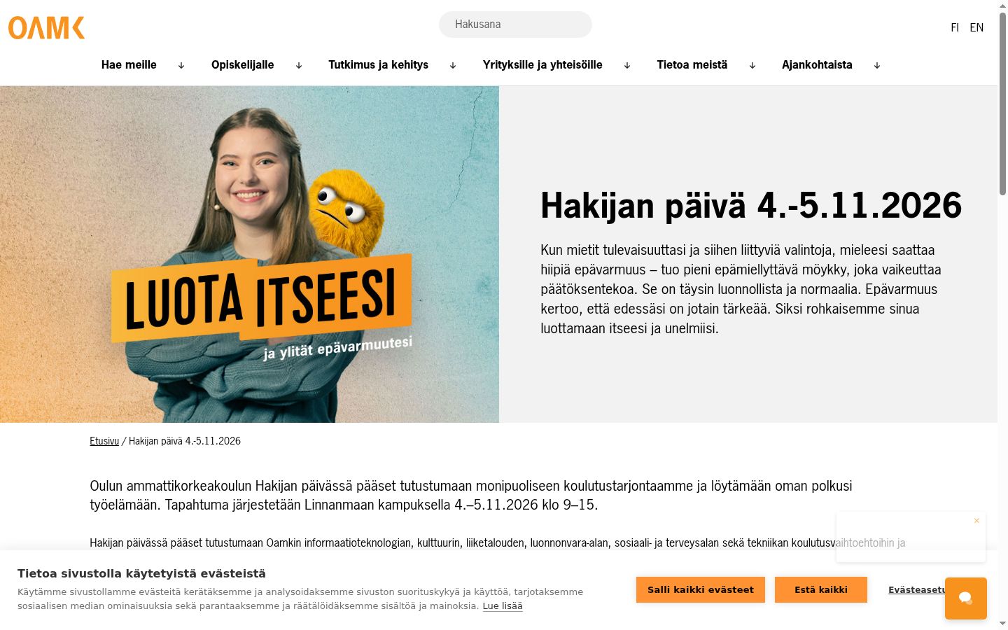 Screenshot del banner di consenso mostrato prima di qualsiasi interazione