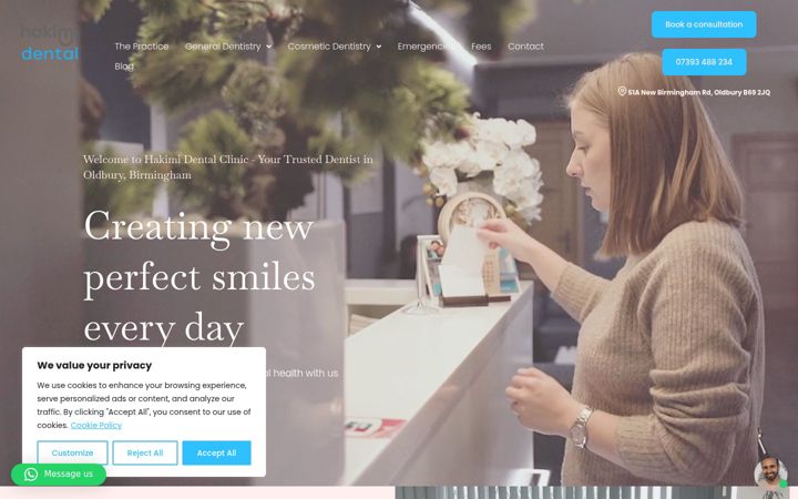 Screenshot of hakimidentalclinic.co.uk