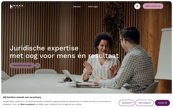 Screenshot of hakklegal.nl