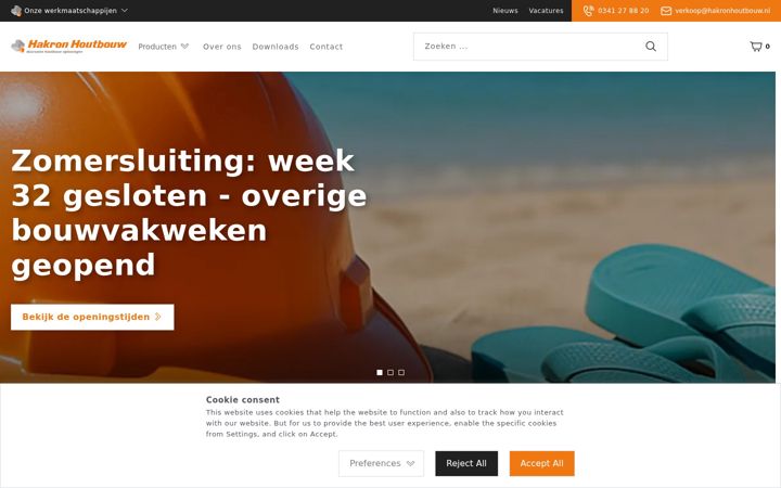 Screenshot of hakronhoutbouw.nl