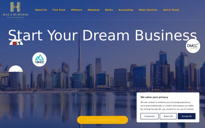 Screenshot of hala-business.ae
