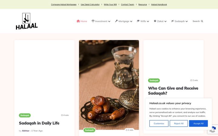 Screenshot of halaal.co.uk