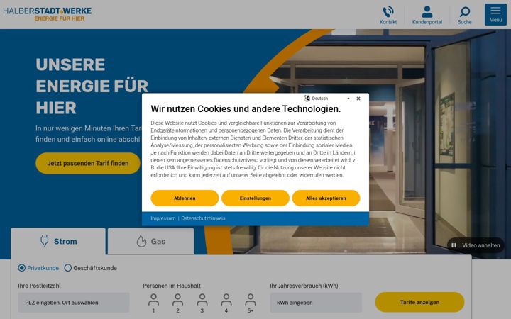 Screenshot of halberstadtwerke.de