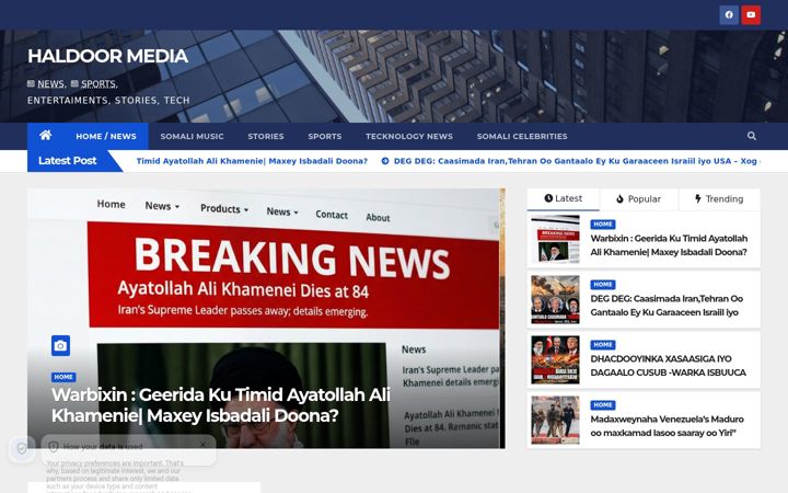 Screenshot of haldoormedia.com