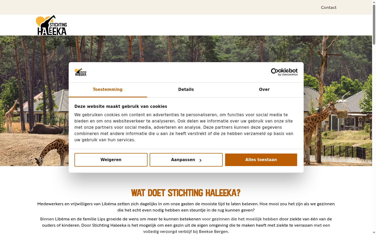 Screenshot del banner di consenso mostrato prima di qualsiasi interazione