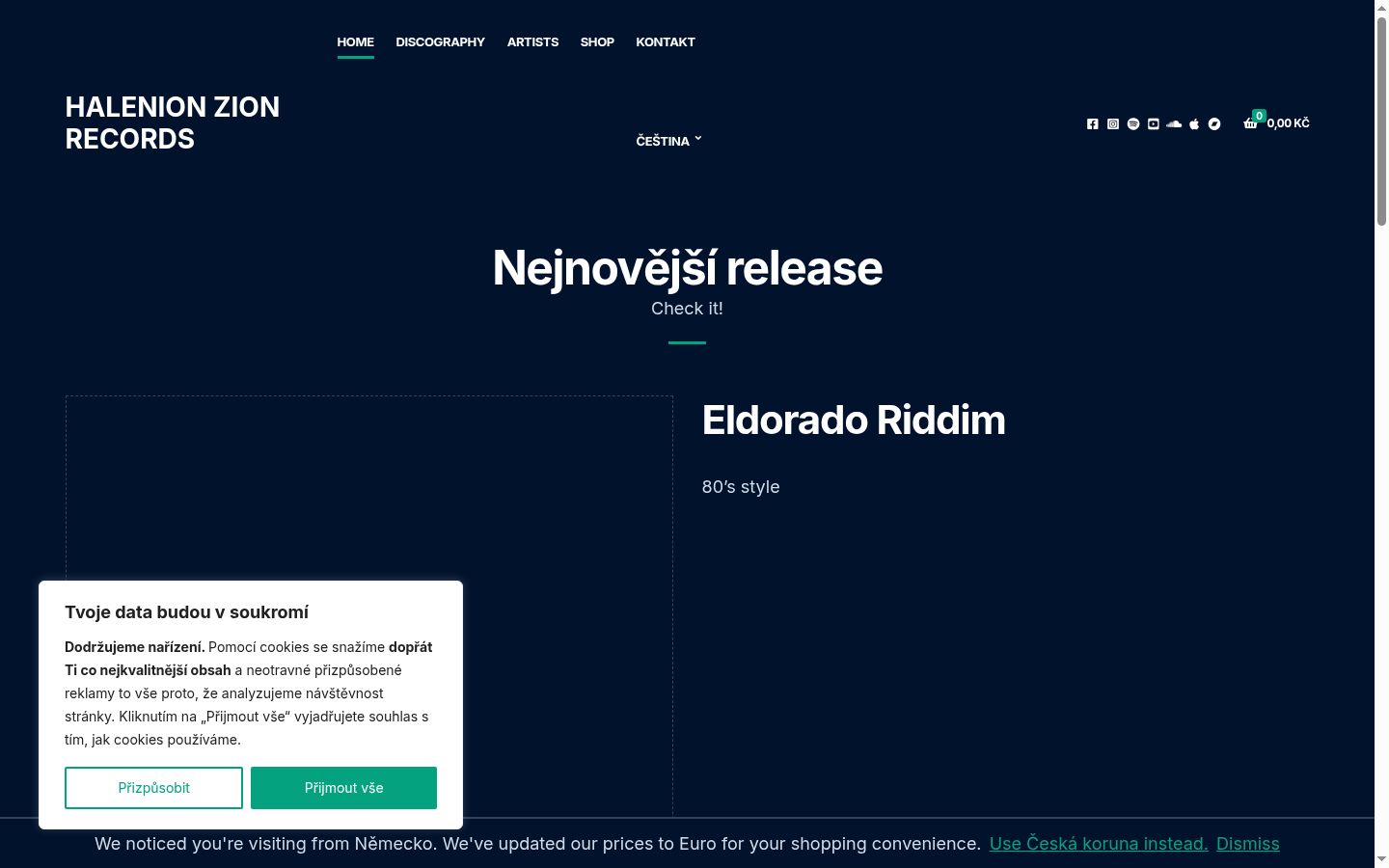 Screenshot del banner di consenso mostrato prima di qualsiasi interazione