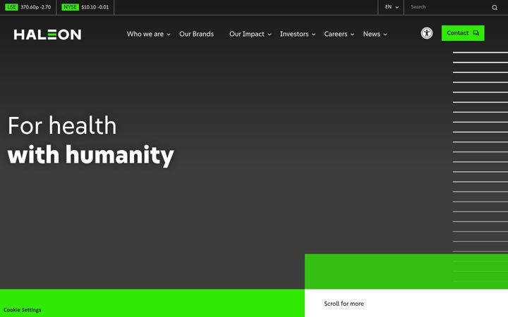 Screenshot of haleon.com