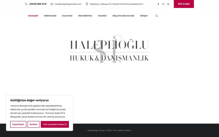 Screenshot of halepliogluhukuk.com