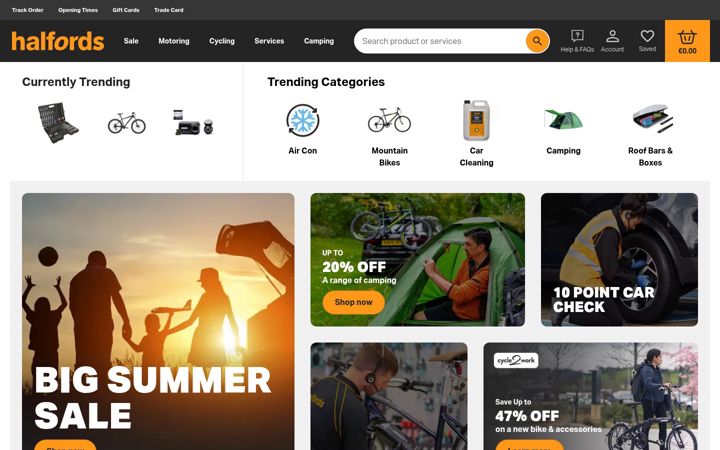 Screenshot of halfords.ie