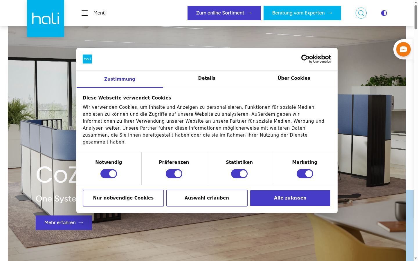 Capture d'écran de la bannière de consentement affichée avant toute interaction
