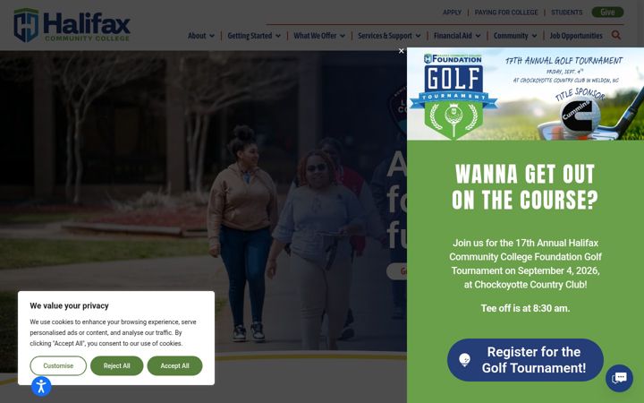 Screenshot of halifaxcc.edu