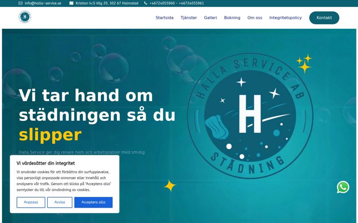 Screenshot of halla-service.se