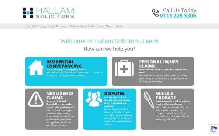Screenshot of hallamsolicitors.co.uk