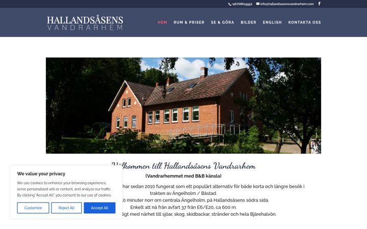 Screenshot of hallandsasensvandrarhem.com