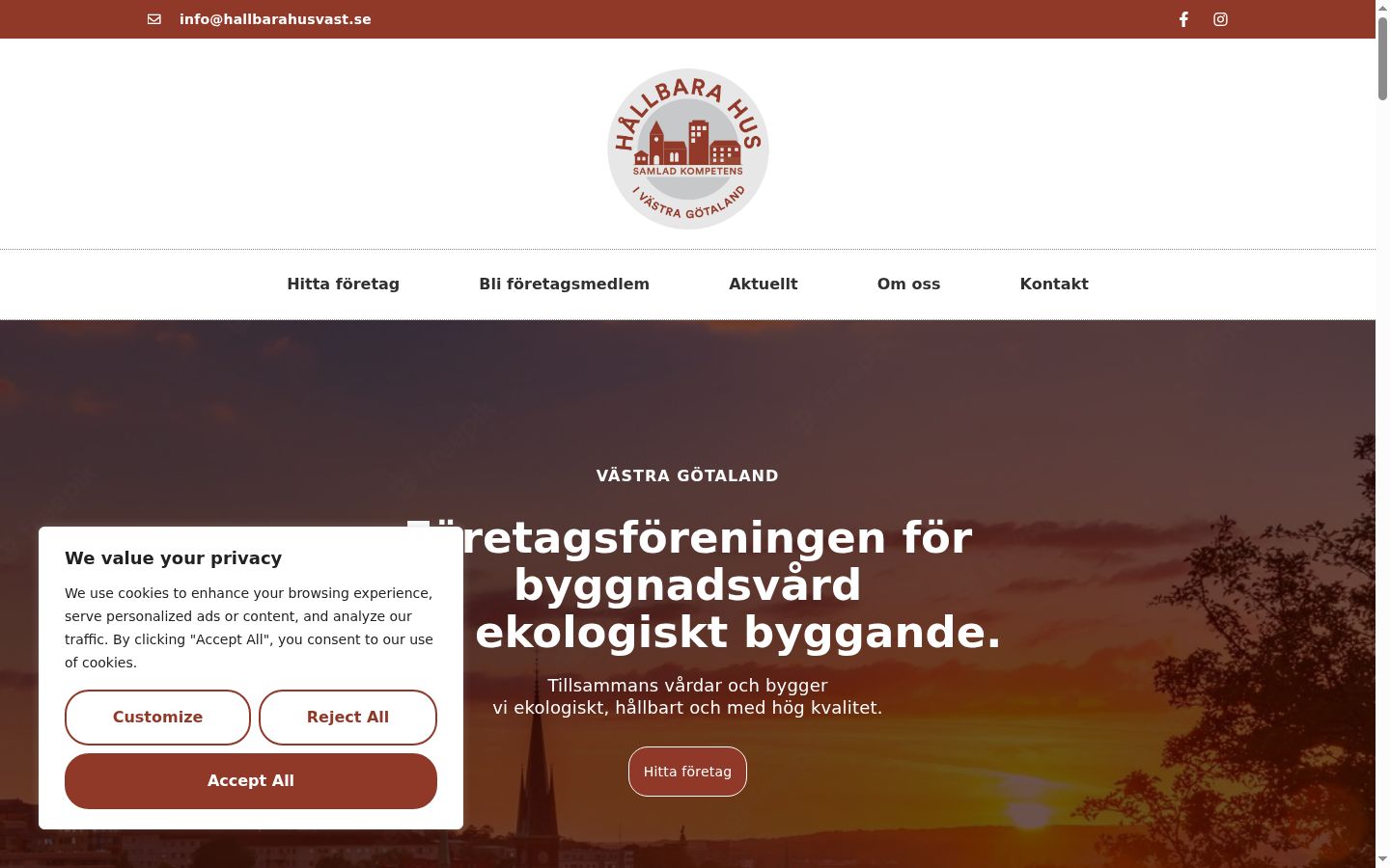 Skärmbild av samtyckesbannern som visades före någon interaktion