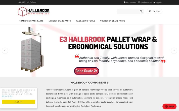 Screenshot of hallbrookcomponents.com