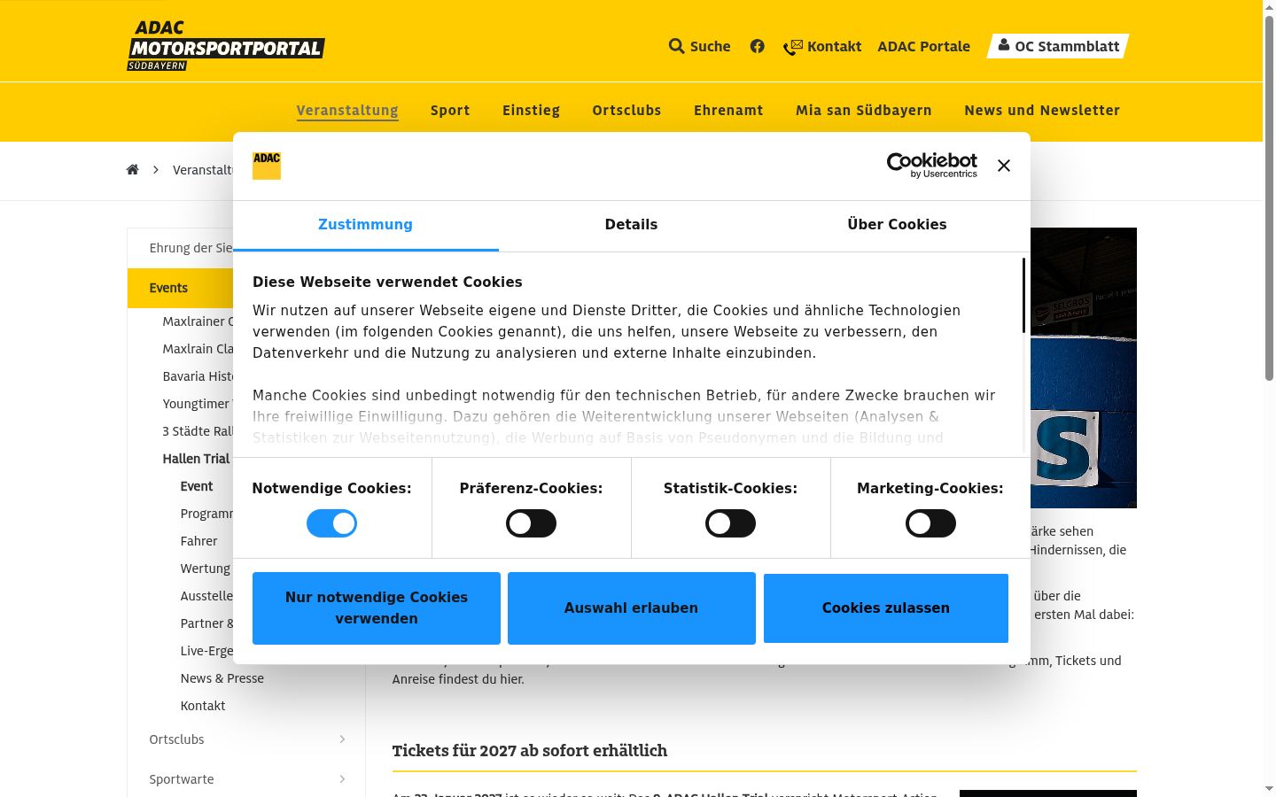 Képernyőkép a bármilyen interakció előtt megjelenő hozzájárulási bannerről