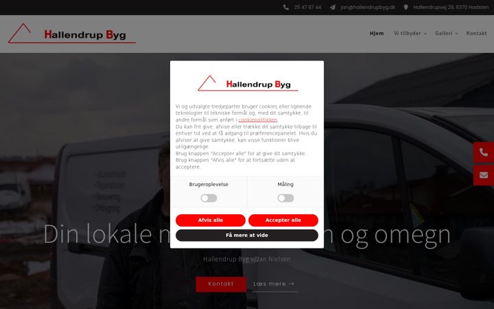 Screenshot of hallendrupbyg.dk