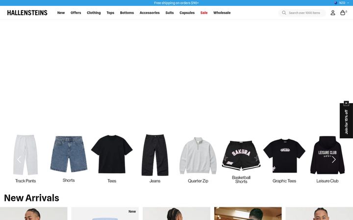Screenshot of hallensteins.com