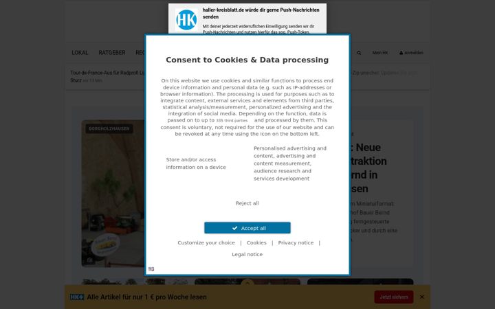 Screenshot of haller-kreisblatt.de