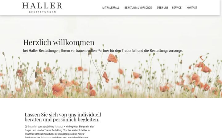 Screenshot of hallerbestattungen.de