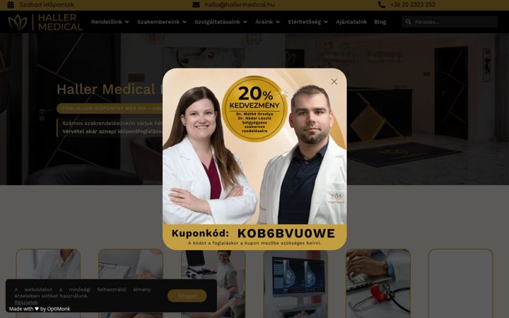 Screenshot of hallermedical.hu