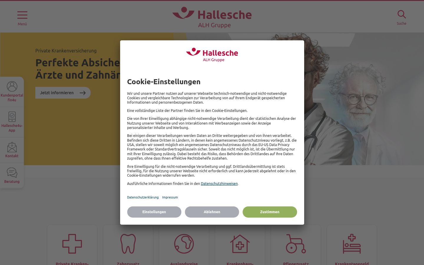 Screenshot of the consent banner shown before any interaction