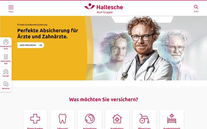 Screenshot of hallesche.de