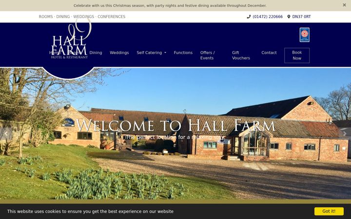 Screenshot of hallfarmhotelandrestaurant.co.uk