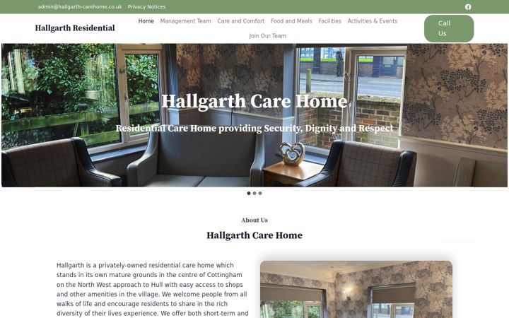 Screenshot of hallgarth-carehome.co.uk