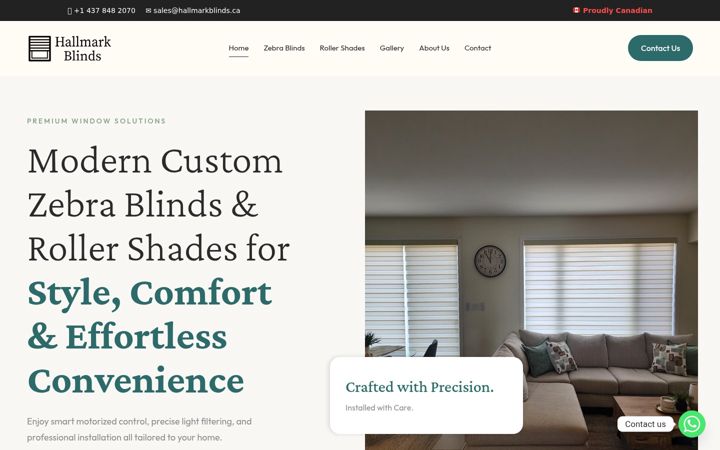 Screenshot of hallmarkblinds.ca