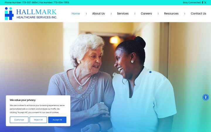 Screenshot of hallmarkhhs.com