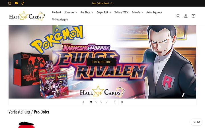 Screenshot of hallofcards.de